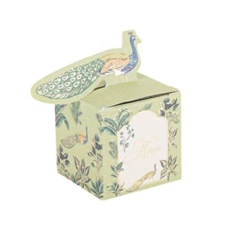 10 Contenants Merci Tropical Peacock Dégradé de Vert Amande et Or 5 x 5 cm | jourdefete.com