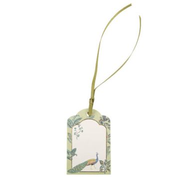 10 Etiquettes Tropical Peacock Dégradé de Vert Amande et Or 6 x 4 cm + Ruban | jourdefete.com