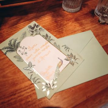 10 Invitations et Enveloppes - Collection Tropical Peacock