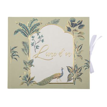 Livre d'Or Tropical Peacock Dégradé de Vert Amande et Or 22 x 19 cm 68 pages | jourdefete.com