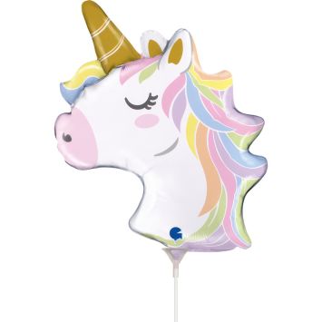Ballon en aluminium à forme - Tête de Licorne - 21 x 26 cm