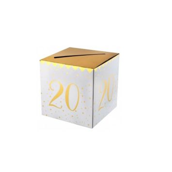 Urne Anniversaire - Blanc et Or - Age au choix