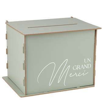 Urne en bois vert "Un Grand Merci" | jourdefete.com