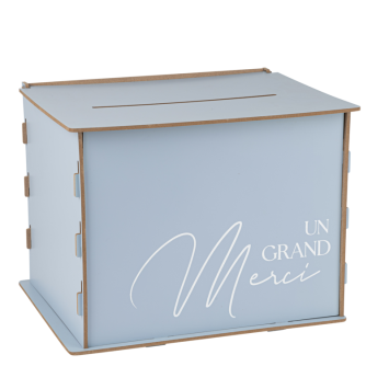 Urne en bois "Un Grand Merci" - 30 x 23,5 x 23,5 cm - Couleur au choix