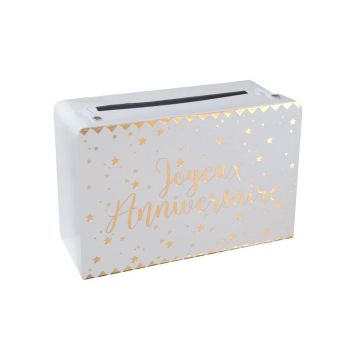 Urne Valise "Joyeux Anniversaire" - Blanc / Or