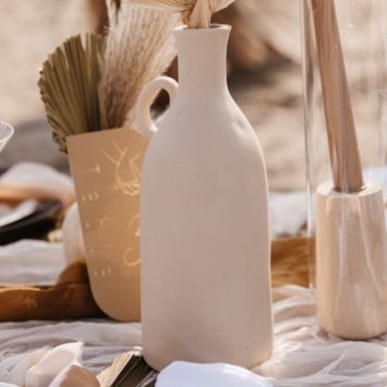 Vase en grès - Bella - 25 x 10 cm - Couleur Crème