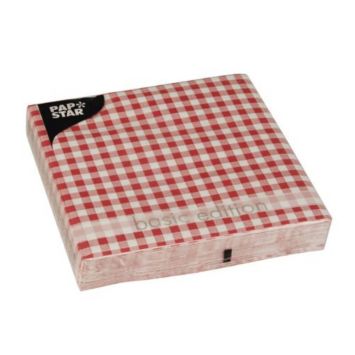 Sachet de 30 Serviettes en Papier - Carreaux Vichy - Rouge
