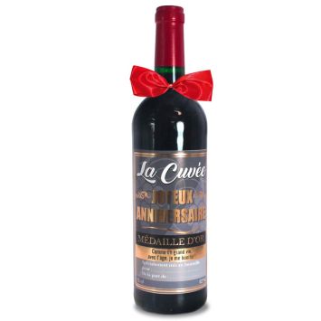 Bouteille de vin rouge pour anniversaire - Joyeux Anniversaire