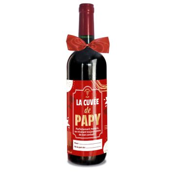 Bouteille de vin rouge humoristique - La cuvée de Papy