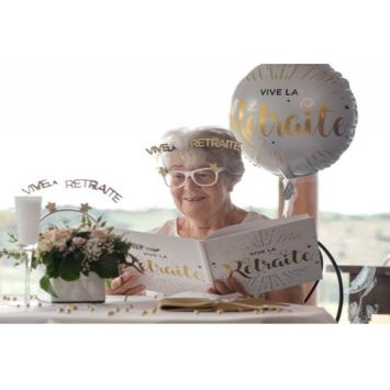 Lunettes Vive la Retraite pailletées - Or et Blanc