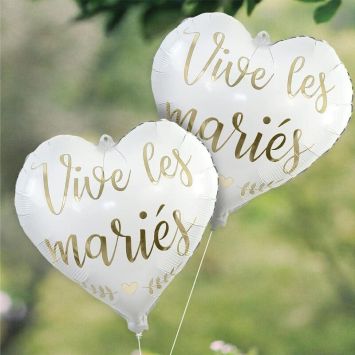 Ballon Métallique - Cœur "Vive les mariés"