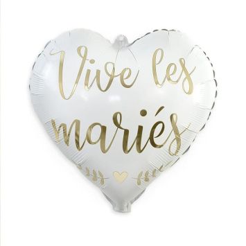 Ballon Métallique - Cœur "Vive les mariés" | jourdefete.com