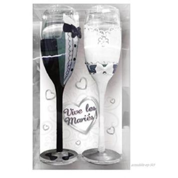 Pack de 2 flutes - Vive les Maries - costume et robe | jourdefete.com