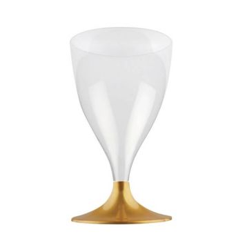 10 Verres à Eau et Vin en Plastique - Or | jourdefete.com