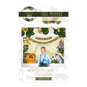 Une toile murale personnalisable pour la jungle avec des stickers pour prénom | jourdefete.com