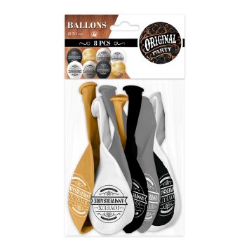 8 ballons en latex "Joyeux Anniversaire" - 30 cm - Collection Original Party