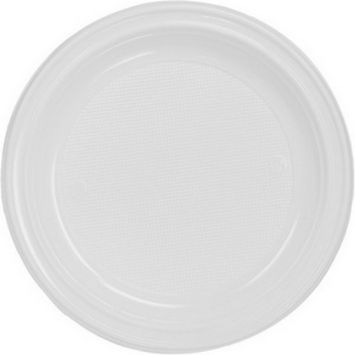 100 assiettes blanches en plastique réutilisable - Diamètre 20,5 cm