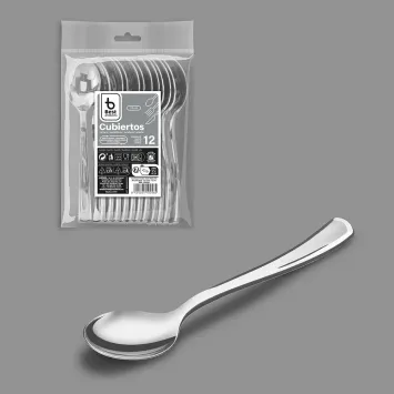 12 cuillères à dessert en argent en plastique réutilisable - 13 cm