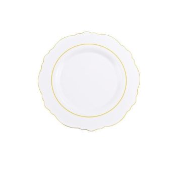 5 assiettes baroques 19 cm blanches et dorées pour décoration de table élégante | jourdefete.com