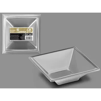 Bols carrés argentés pour buffets et repas modernes | jourdefete.com