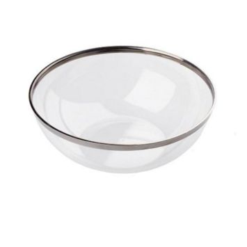 4 saladiers argentés en plastique - 3500 ml