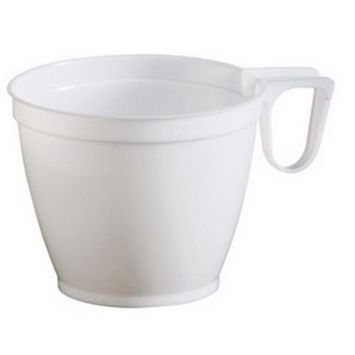 20 tasses à café blanches en plastique réutilisable - 17 cl