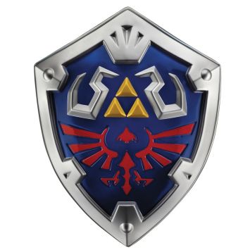 Bouclier de Link Zelda bleu et argent avec emblème de la Triforce | jourdefete.com