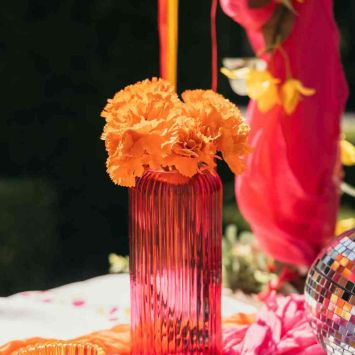 Vase en verre - Zoé - 8,5 x 20 cm - Couleur Framboise