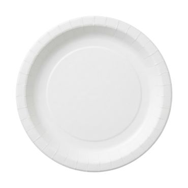 Grandes assiettes jetables en carton blanc classique avec contour cannelé pour repas de fête | jourdefete.com