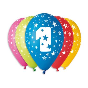 10 ballons multicolores avec étoiles chiffre 1 | jourdefete.com 10 ballons multicolores avec étoiles chiffre 1 | jourdefete.com