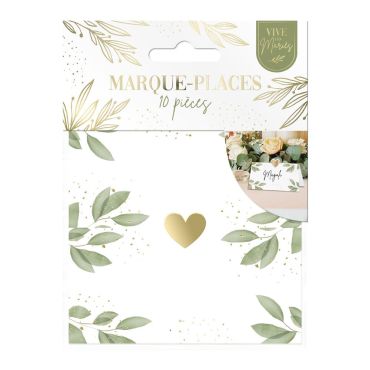 Craquez pour ces jolis marque-places blancs aux motifs de tiges d'oliviers pour votre mariage | jourdefete.com