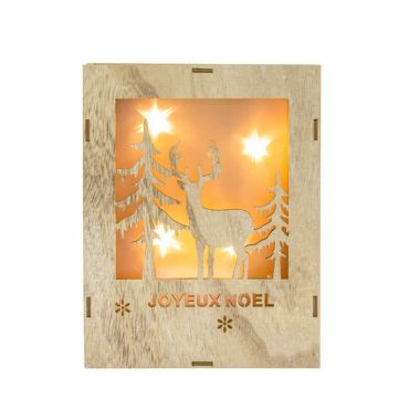 Décoration à poser Noël - Bois - Tableau Lumineux Forêt