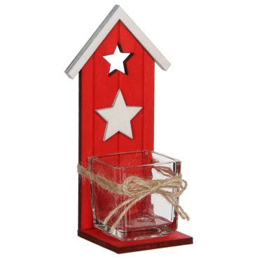 Porte-bougie "Cabane" - Rouge - 17cm Porte-bougie "Cabane" - Rouge - 17cm