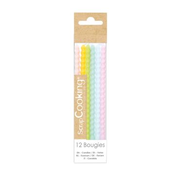 12 bougies torsadées pastel pour gâteau d'anniversaire | jourdefete.com