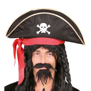 Chapeau de Pirate Adulte avec Bandeau Rouge Chapeau de Pirate Adulte avec Bandeau Rouge