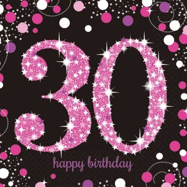 16 Serviettes 30 Ans - Rose / Noir | jourdefete.com 16 Serviettes 30 Ans - Rose / Noir | jourdefete.com