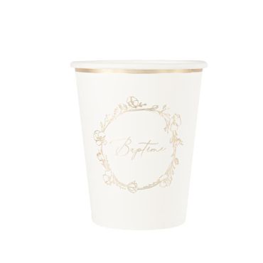Optez pour ces gobelets avec la collection Baptême Crème et Or | jourdefete.com