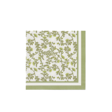 Serviettes Botanica Verde 32x32 cm crème et pistache | jourdefete.com
