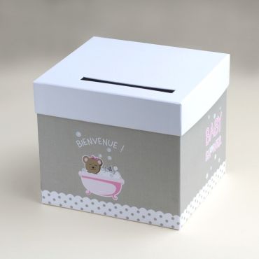 Urne Baby Shower - Nounours Rose Urne Baby Shower - Nounours Rose