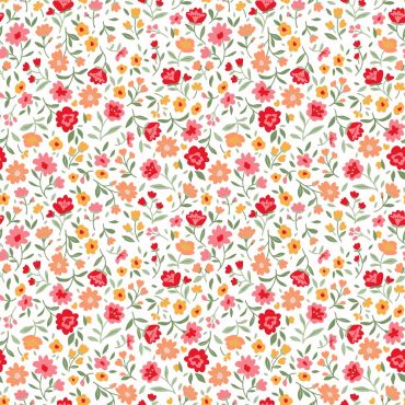 Serviettes de fête motif liberty fleurs rouges et roses 33x33 cm | jourdefete.com
