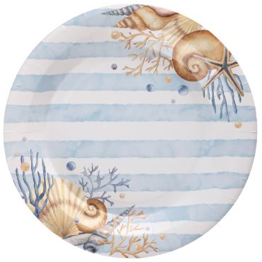 Assiettes en carton thème mer avec coquillages et étoiles de mer | jourdefete.com Assiettes en carton thème mer avec coquillages et étoiles de mer | jourdefete.com