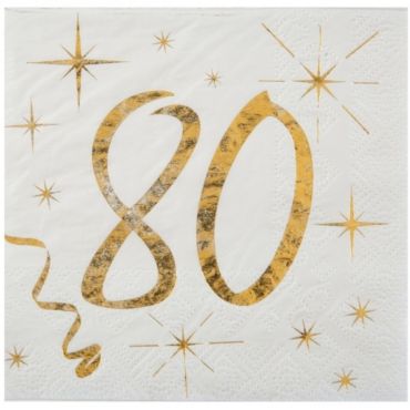 20 Serviettes en Papier Anniversaire - Blanc et Or - 80 ans | jourdefete.com 20 Serviettes en Papier Anniversaire - Blanc et Or - 80 ans | jourdefete.com
