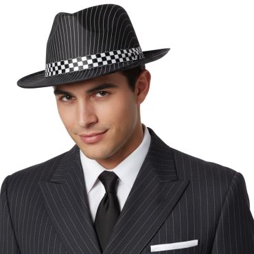 Chapeau Borsalino de Gangster noir à rayures blanches Chapeau Borsalino de Gangster noir à rayures blanches