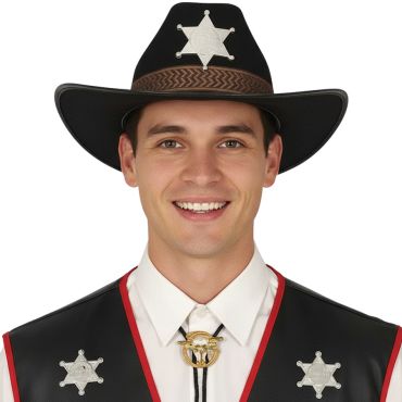 Chapeau de Shérif noir avec étoile Chapeau de Shérif noir avec étoile