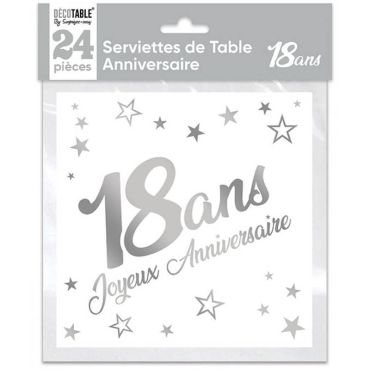 24 serviettes en papier argent métallisé âge au choix | jourdefete.com 24 serviettes en papier argent métallisé âge au choix | jourdefete.com