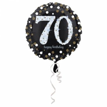 Ballon Holographique Joyeux Anniversaire Argent - 70 ans Ballon Holographique Joyeux Anniversaire Argent - 70 ans