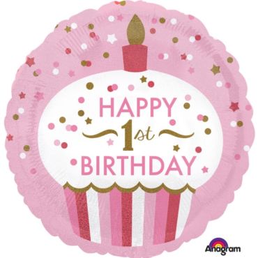 Ballon Joyeux Premier Anniversaire – Rose Holographique Ballon Joyeux Premier Anniversaire – Rose Holographique