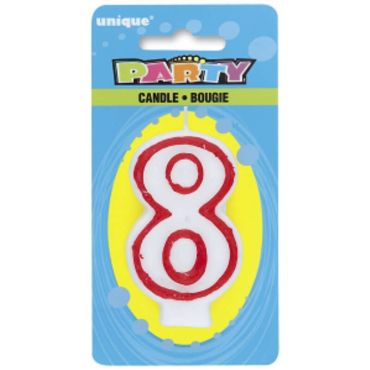 Bougie d'Anniversaire Chiffre 8 - Blanc et Rouge Bougie d'Anniversaire Chiffre 8 - Blanc et Rouge