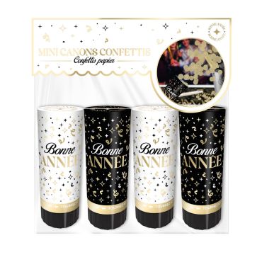 4 Mini Canons à Confettis - Or - Collection Bonne Année 4 Mini Canons à Confettis - Or - Collection Bonne Année