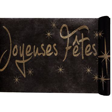 Chemin de Table "Joyeuses Fêtes" - Noir Chemin de Table "Joyeuses Fêtes" - Noir